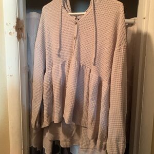 SO Women's Beige Waffle Knit Hoodie